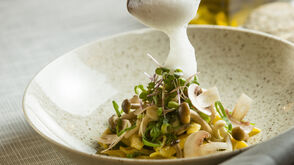 Hausgemachte Garganelli, serviert im Restaurant "Black Sheep" des Hotel Bergland