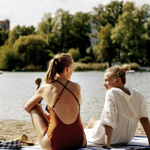 Strandbad Gänsehäufel an der Alten Donau in Wien