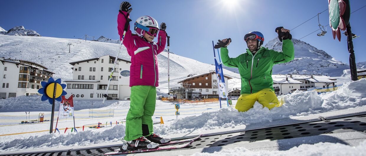 Lyžování ve středisku Kühtai v blízkosti Innsbrucku