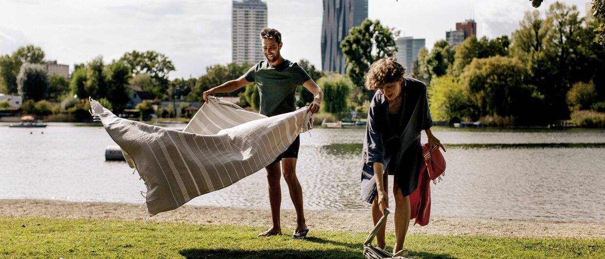 Strandbad Gänsehäufel an der Alten Donau in Wien
