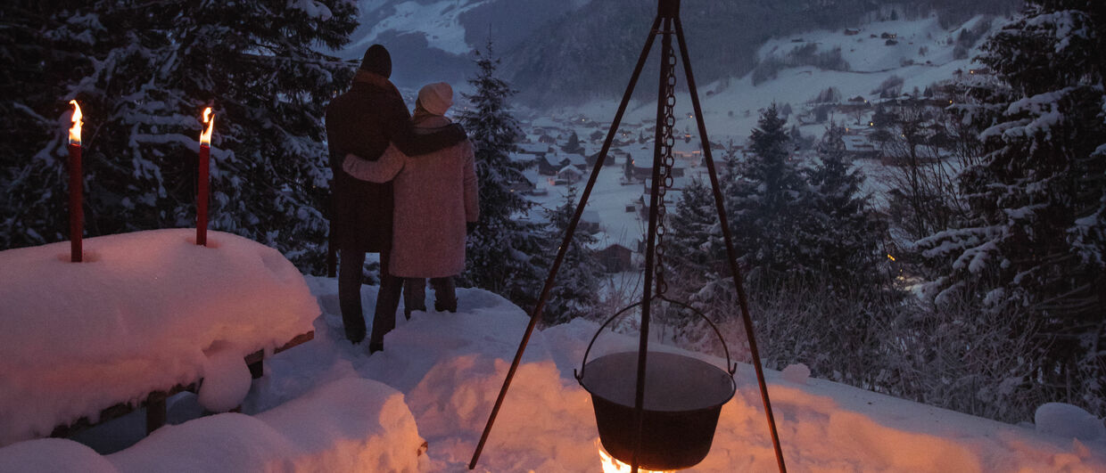 Enjoying a nice mulled wine at the camp fire